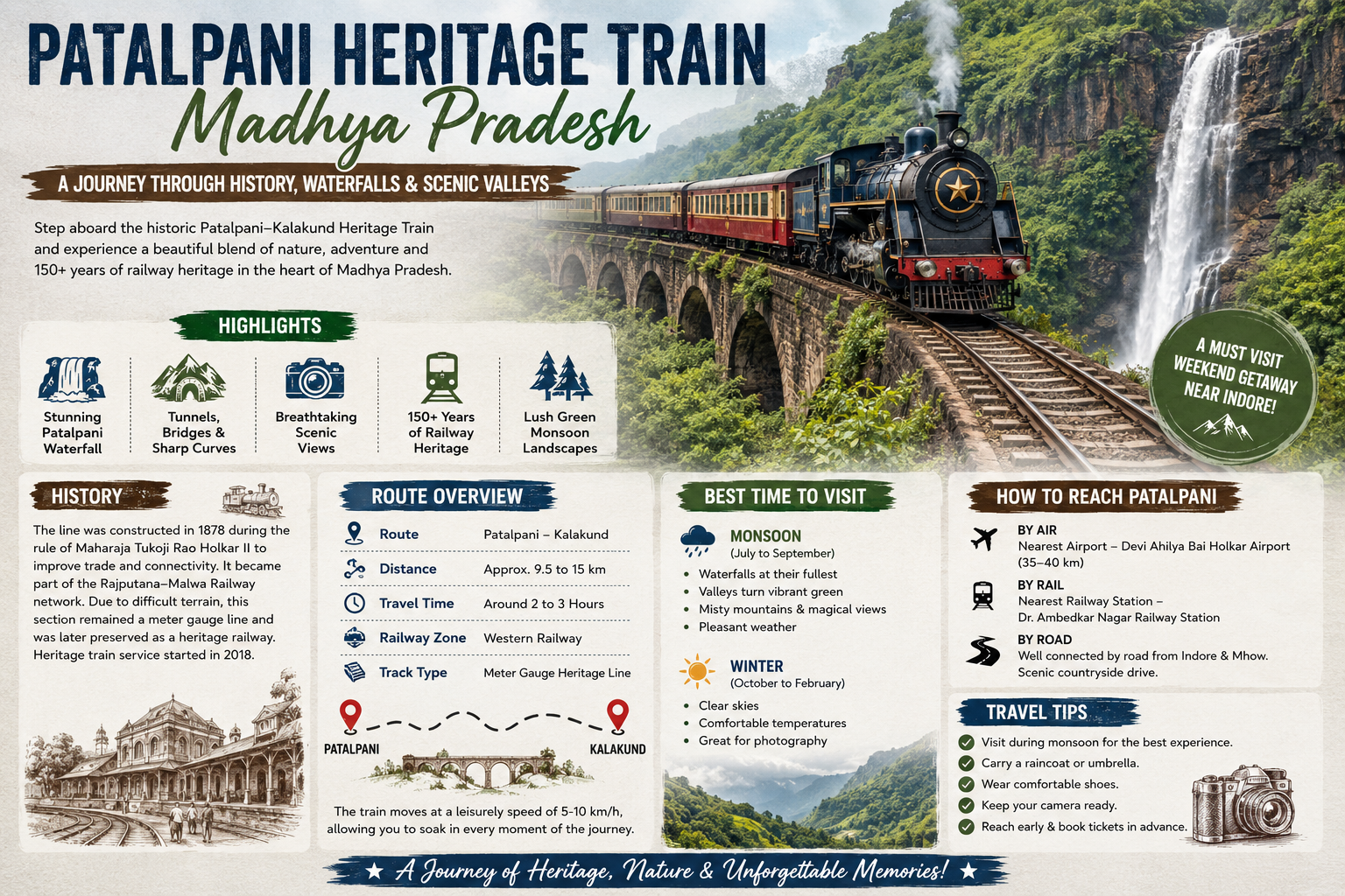 Patalpani Heritage Train: The Complete Travel Guide to Madhya Pradeshâ€™s Most Scenic Railway Journey | SortMyTrip